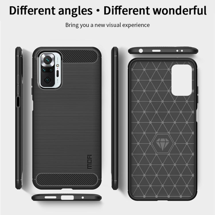 For Xiaomi Redmi Note 10 Pro / Note 10 Pro Max MOFI Gentleness Series Brushed Texture Carbon Fiber Soft TPU Case(Blue) - Xiaomi Cases by MOFI | Online Shopping South Africa | PMC TechLife | Buy Now Pay Later Mobicred