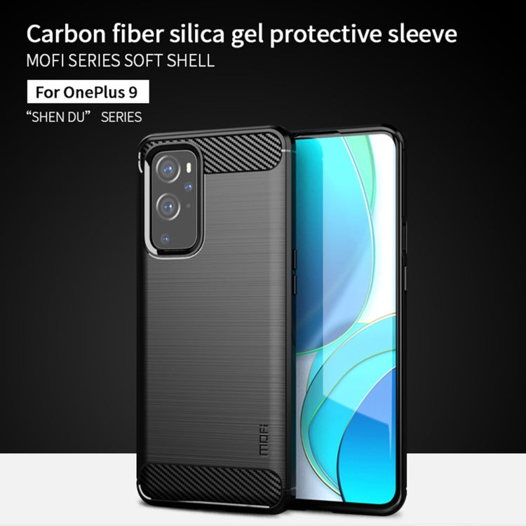 For OnePlus 9 MOFI Gentleness Series Brushed Texture Carbon Fiber Soft TPU Case(Black) - OnePlus Cases by MOFI | Online Shopping South Africa | PMC Jewellery