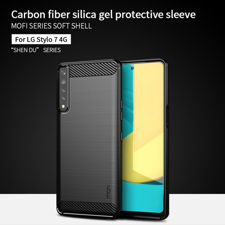 For LG Stylo 7 4G MOFI Gentleness Series Brushed Texture Carbon Fiber Soft TPU Case(Blue) - LG by MOFI | Online Shopping South Africa | PMC Jewellery