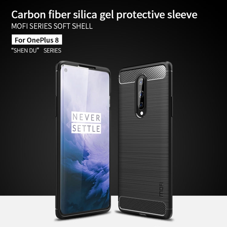 For OnePlus 8 MOFI Gentleness Series Brushed Texture Carbon Fiber Soft TPU Case(Black) - OnePlus Cases by MOFI | Online Shopping South Africa | PMC Jewellery