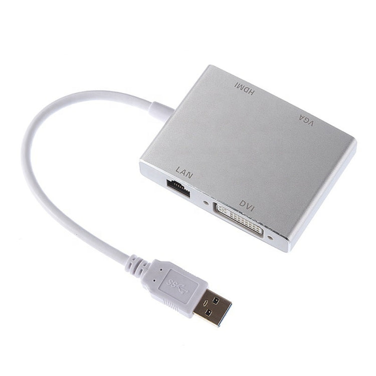 WS-03 4 in 1 USB 3.0 to VGA + HDMI + DVI + RJ45 Network Card Ethernet Converter - USB Cable by PMC Jewellery | Online Shopping South Africa | PMC Jewellery | Buy Now Pay Later Mobicred