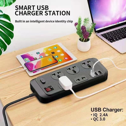 T17 3000W High-power 24-hour Smart Timing Socket QC3.0 USB Fast Charging Power Strip Socket , Cable Length: 2m, US Plug(Black) - Extension Socket by PMC Jewellery | Online Shopping South Africa | PMC Jewellery | Buy Now Pay Later Mobicred