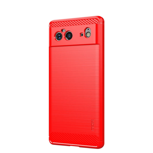 For Google Pixel 6 MOFI Gentleness Series Brushed Texture Carbon Fiber Soft TPU Case(Red) - Google Cases by MOFI | Online Shopping South Africa | PMC Jewellery | Buy Now Pay Later Mobicred