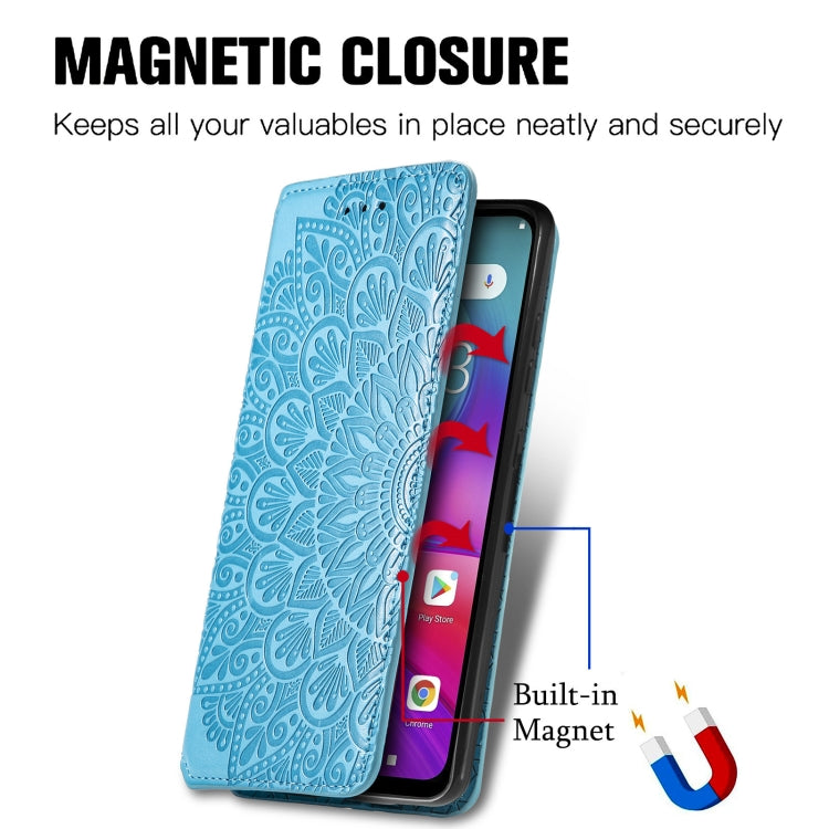 For Doogee X96 Pro Blooming Mandala Embossed Pattern Magnetic Horizontal Flip Leather Case with Holder & Card Slots & Wallet(Blue) - More Brand by PMC Jewellery | Online Shopping South Africa | PMC Jewellery | Buy Now Pay Later Mobicred