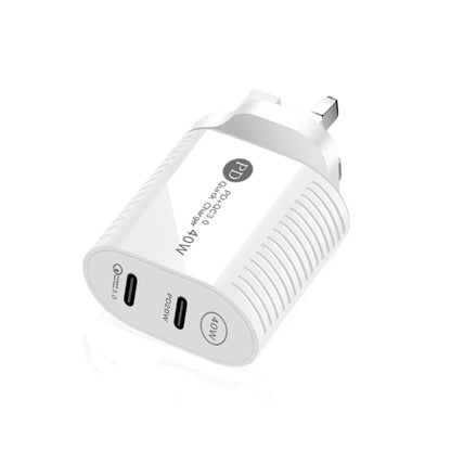 40W Dual Port PD / Type-C Fast Charger for iPhone / iPad Series, UK Plug(White) - USB Charger by PMC Jewellery | Online Shopping South Africa | PMC Jewellery | Buy Now Pay Later Mobicred