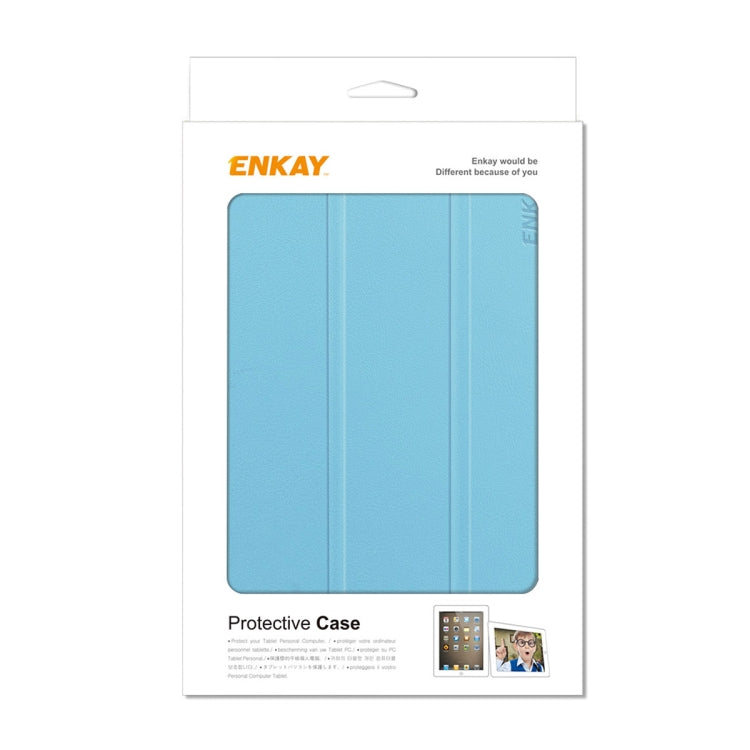 For iPad mini 2024 / mini 6 ENKAY Custer Texture Horizontal Flip PU+PC Leather Tablet Case with Three-folding Holder & Sleep / Wake-up Function(Light Blue) - free shipping - PMc TechLife - Order now!