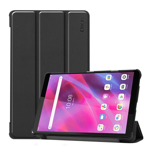 For Lenovo Tab M8 1/2/3 ENKAY Custer Texture Horizontal Flip PU+PC Leather Case with Three-folding Holder(Black) - Lenovo by ENKAY | Online Shopping South Africa | PMC Jewellery | Buy Now Pay Later Mobicred