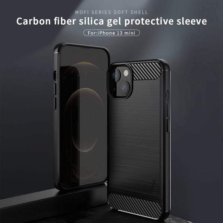 For iPhone 13 mini MOFI Gentleness Series Brushed Texture Carbon Fiber Soft TPU Case  (Red) - iPhone 13 mini Cases by MOFI | Online Shopping South Africa | PMC TechLife | Buy Now Pay Later Mobicred