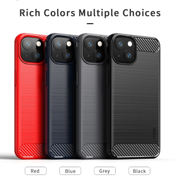 For iPhone 13 mini MOFI Gentleness Series Brushed Texture Carbon Fiber Soft TPU Case  (Red) - iPhone 13 mini Cases by MOFI | Online Shopping South Africa | PMC Jewellery