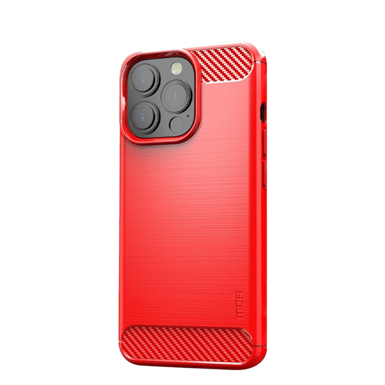 For iPhone 13 Pro MOFI Gentleness Series Brushed Texture Carbon Fiber Soft TPU Case  (Red) - free shipping - PMC TechLife - Order now!