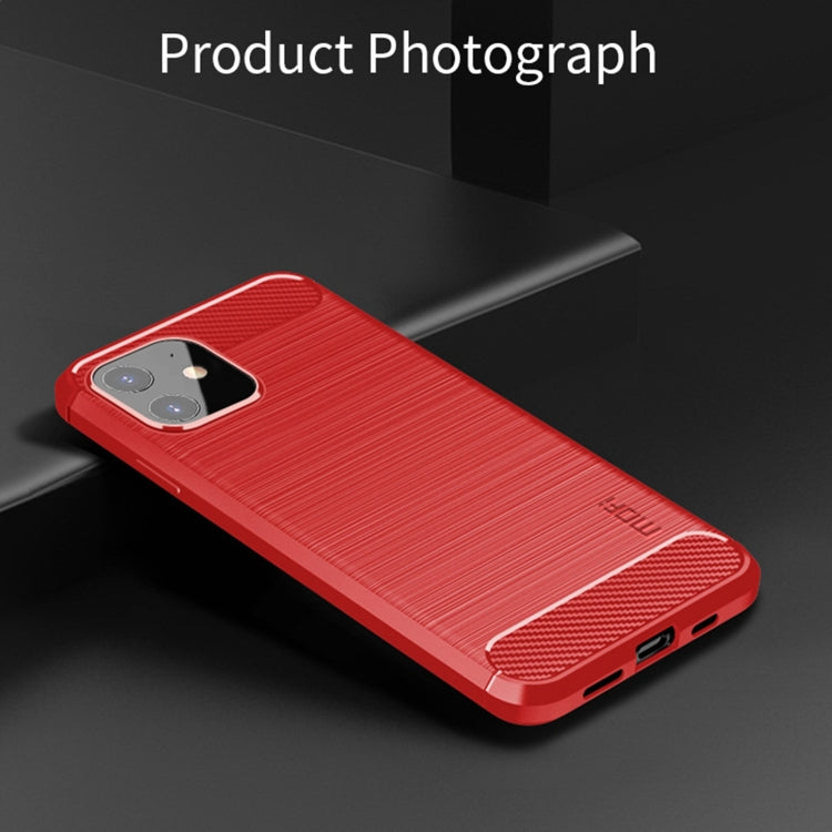 For iPhone 12 mini MOF Gentleness Series Brushed Texture Carbon Fiber Soft TPU Case (Red) - iPhone 12 mini Cases by MOFI | Online Shopping South Africa | PMC Jewellery