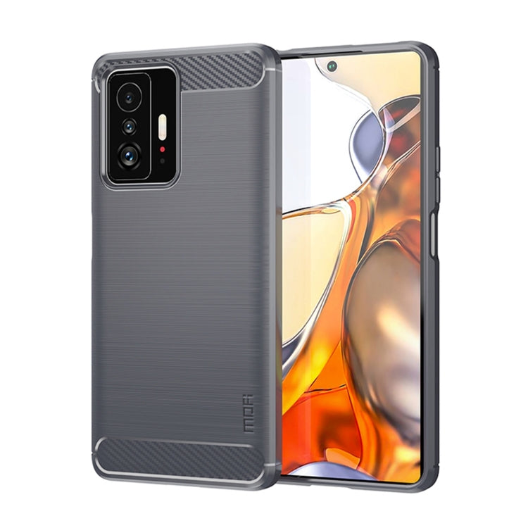 For Xiaomi Mi 11T / 11T Pro MOFI Gentleness Series Brushed Texture Carbon Fiber Soft TPU Phone Case(Gray) - Xiaomi Cases by MOFI | Online Shopping South Africa | PMC Jewellery