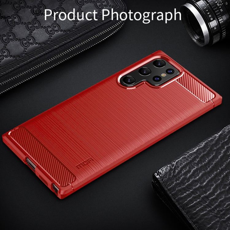 For Samsung Galaxy S22 Ultra 5G MOFI Gentleness Series Brushed Texture Carbon Fiber Soft TPU Case(Red) - Galaxy S22 Ultra 5G Cases by MOFI | Online Shopping South Africa | PMC Jewellery | Buy Now Pay Later Mobicred