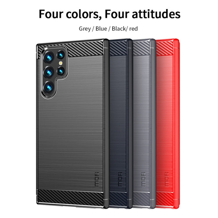 For Samsung Galaxy S22 Ultra 5G MOFI Gentleness Series Brushed Texture Carbon Fiber Soft TPU Case(Red) - Galaxy S22 Ultra 5G Cases by MOFI | Online Shopping South Africa | PMC Jewellery | Buy Now Pay Later Mobicred