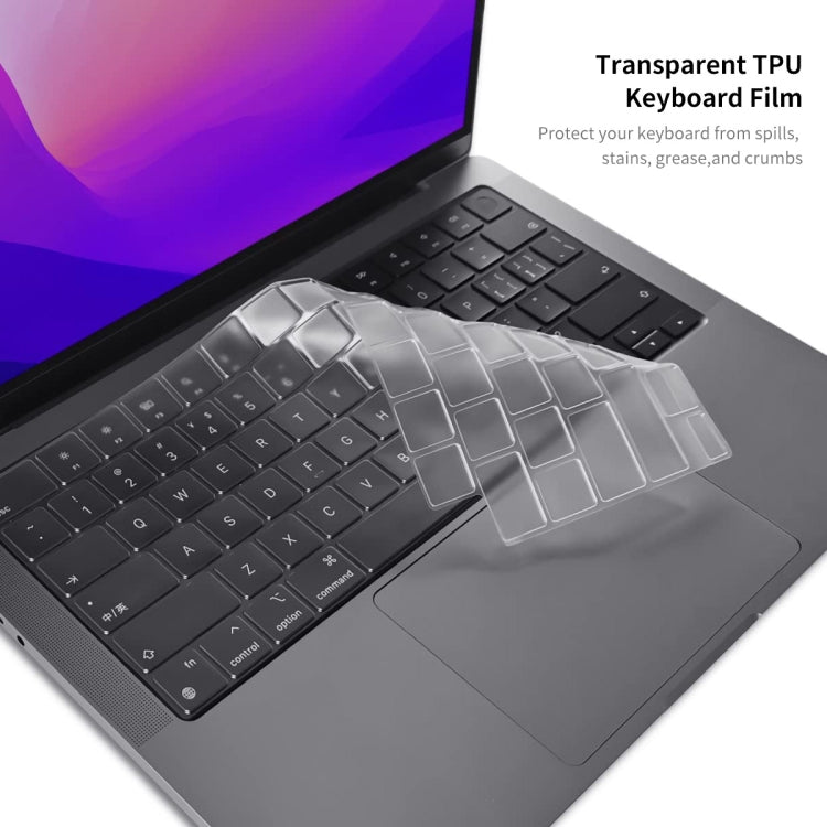 ENKAY Hat-Prince 3 in 1 Crystal Laptop Protective Case + TPU Keyboard Film + Anti-dust Plugs Set for MacBook Pro 16.2 inch A2485 2021/A2880 2023, Version:US Version(Dark Blue) - MacBook Pro Cases by ENKAY | Online Shopping South Africa | PMC Jewellery | Buy Now Pay Later Mobicred