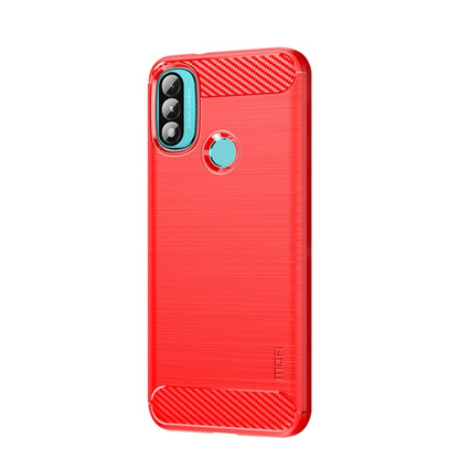 For Motorola Moto E20 / E30 / E40 MOFI Gentleness Series Brushed Texture Carbon Fiber Soft TPU Case(Red) - Motorola Cases by MOFI | Online Shopping South Africa | PMC Jewellery