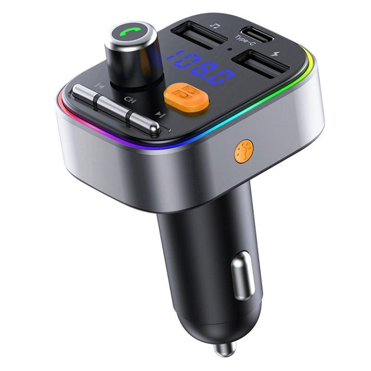 T48C Car Bluetooth 5.0 Fm Transmitter Kit Dual USB with Type-C 5V 2.4A Car Charger - Bluetooth Car Kits by PMC TechLife | Online Shopping South Africa | PMC TechLife | Buy Now Pay Later Mobicred