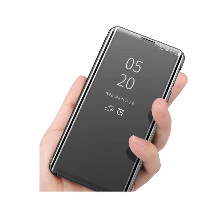 For Samsung Galaxy A73 5G Plated Mirror Flip Leather Case with Holder(Black) - Galaxy Phone Cases by PMC TechLife | Online Shopping South Africa | PMC TechLife