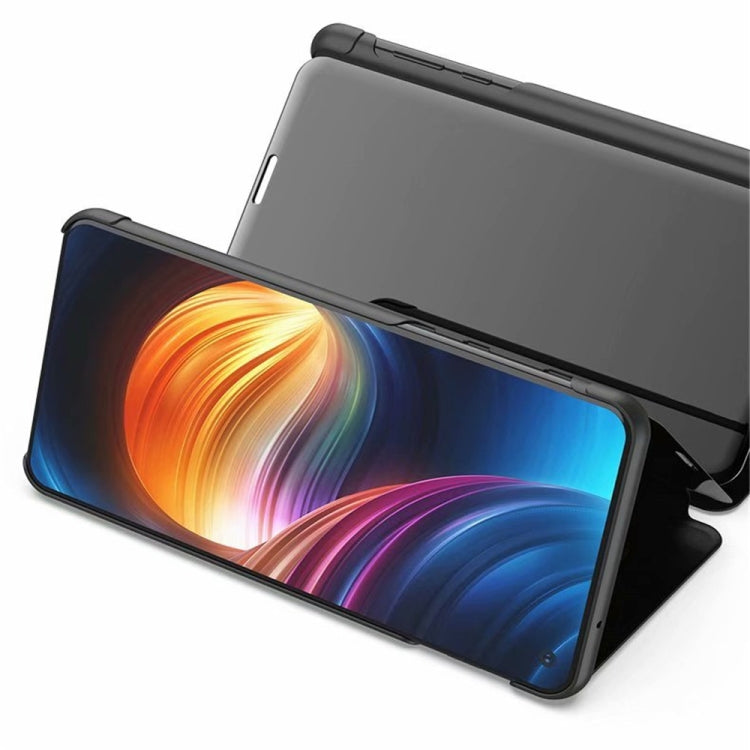 For Samsung Galaxy A73 5G Plated Mirror Flip Leather Case with Holder(Black) - Galaxy Phone Cases by PMC TechLife | Online Shopping South Africa | PMC TechLife