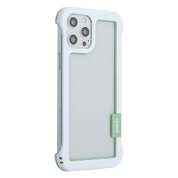 For iPhone 12 Pro Max ENKAY Frameless Hollow PC Case + Glass Film(White) - iPhone 12 Pro Max Cases by ENKAY | Online Shopping South Africa | PMC Jewellery | Buy Now Pay Later Mobicred