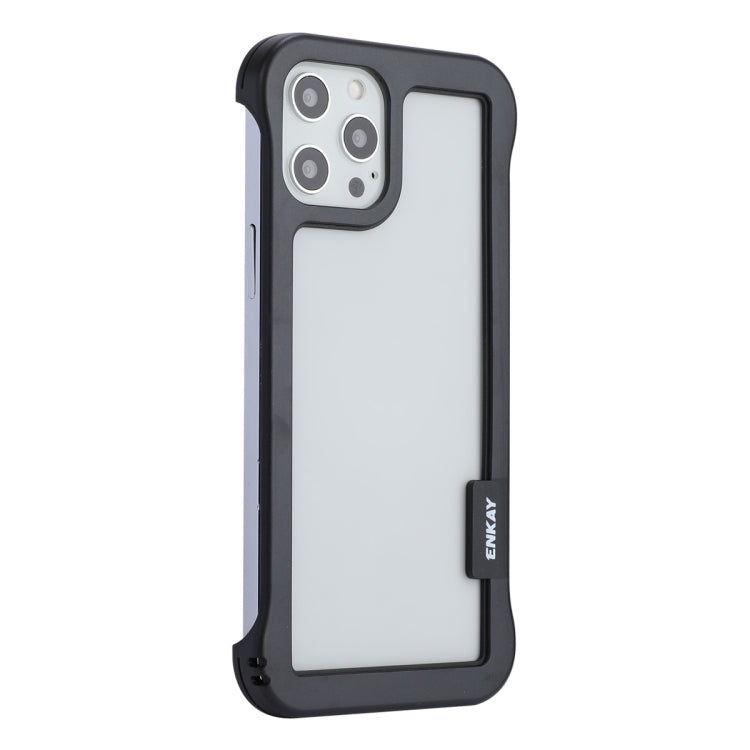 For iPhone 12 / 12 Pro ENKAY Frameless Hollow PC Case + Glass Film(Black) - iPhone 12 / 12 Pro Cases by ENKAY | Online Shopping South Africa | PMC Jewellery | Buy Now Pay Later Mobicred