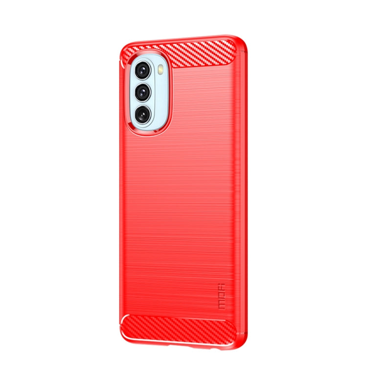 For Motorola Moto G51  5G MOFI Gentleness Brushed Carbon Fiber Soft TPU Case(Red) - Motorola Cases by MOFI | Online Shopping South Africa | PMC Jewellery