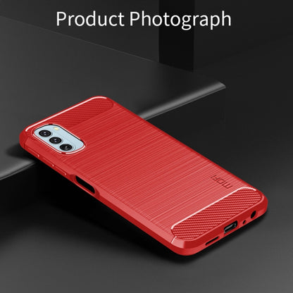 For Motorola Moto G51  5G MOFI Gentleness Brushed Carbon Fiber Soft TPU Case(Red) - Motorola Cases by MOFI | Online Shopping South Africa | PMC Jewellery