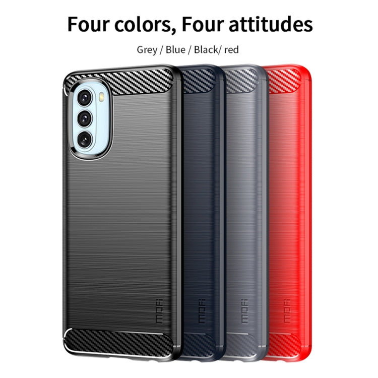 For Motorola Moto G51  5G MOFI Gentleness Brushed Carbon Fiber Soft TPU Case(Red) - Motorola Cases by MOFI | Online Shopping South Africa | PMC Jewellery