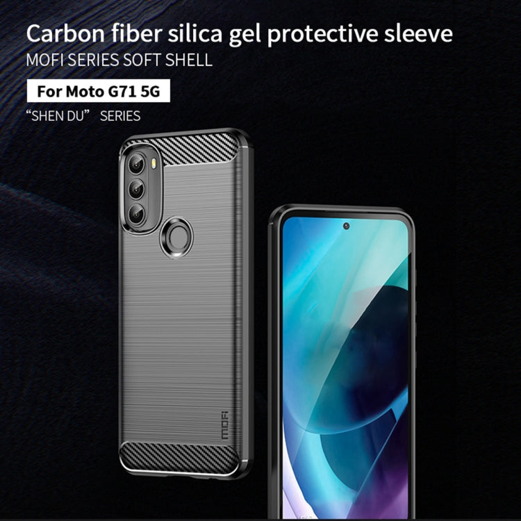 For Motorola Moto G71 5G MOFI Gentleness Brushed Carbon Fiber Soft TPU Case(Black) - Motorola Cases by MOFI | Online Shopping South Africa | PMC Jewellery