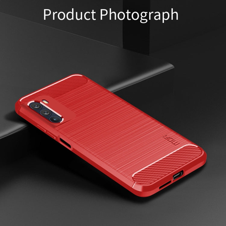 For Motorola Moto G200 5G / Edge S30 MOFI Gentleness Brushed Carbon Fiber Soft TPU Case(Red) - Motorola Cases by MOFI | Online Shopping South Africa | PMC Jewellery | Buy Now Pay Later Mobicred