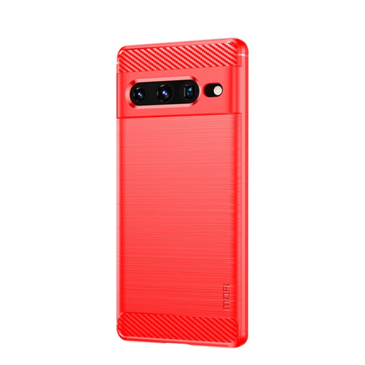 For Google pixel 7 Pro 5G MOFI Gentleness Series Brushed Texture Carbon Fiber TPU Phone Case(Red) - Google Cases by MOFI | Online Shopping South Africa | PMC Jewellery