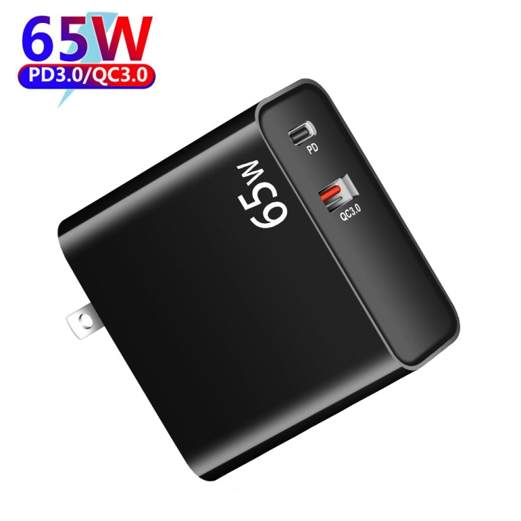 PD-65W USB-C / Type-C + QC3. 0 USB Laptop Charging Adapter, AU Plug / US Plug(Black) - Cable & Adapter by PMC Jewellery | Online Shopping South Africa | PMC Jewellery | Buy Now Pay Later Mobicred
