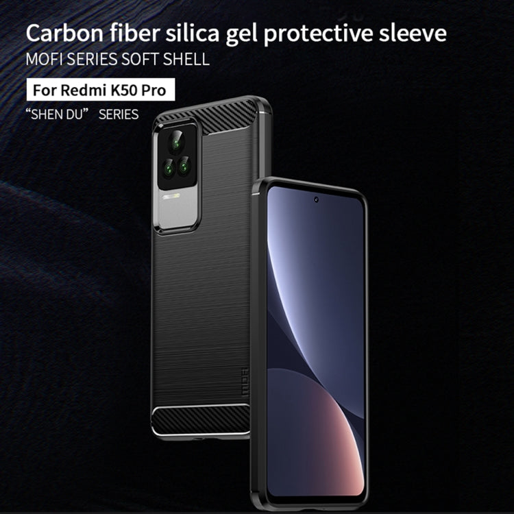 For Xiaomi Redmi K50 / K50 Pro MOFI Gentleness Brushed Carbon Fiber Soft TPU Case(Gray) - Xiaomi Cases by MOFI | Online Shopping South Africa | PMC Jewellery | Buy Now Pay Later Mobicred