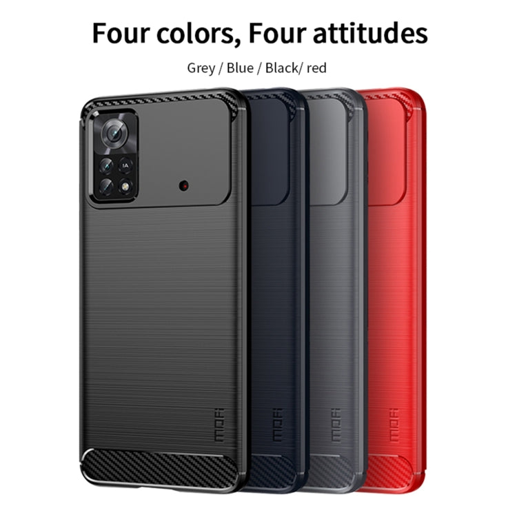 For Xiaomi Poco X4 Pro 5G MOFI Gentleness Brushed Carbon Fiber Soft TPU Case(Red) - Xiaomi Cases by MOFI | Online Shopping South Africa | PMC Jewellery