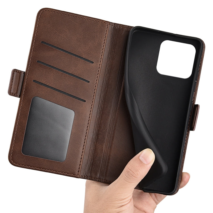 For Blackview A55 Pro Dual-side Magnetic Buckle Leather Phone Case(Brown) - More Brand by PMC TechLife | Online Shopping South Africa | PMC TechLife | Buy Now Pay Later Mobicred