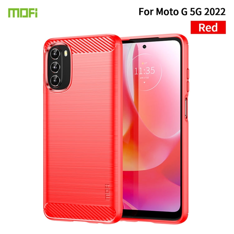 For Motorola Moto G 5G 2022 MOFI Gentleness Series Brushed Texture Carbon Fiber TPU Phone Case(Red) - Motorola Cases by MOFI | Online Shopping South Africa | PMC Jewellery