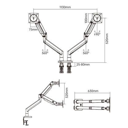 NORTH BAYOU NB G32 Aluminum Alloy Dual Monitor Mount Gas Spring Arm Full Motion Holder for 22- 32 inch LCD LED - TV Brackets & Mounts by PMC Jewellery | Online Shopping South Africa | PMC Jewellery | Buy Now Pay Later Mobicred