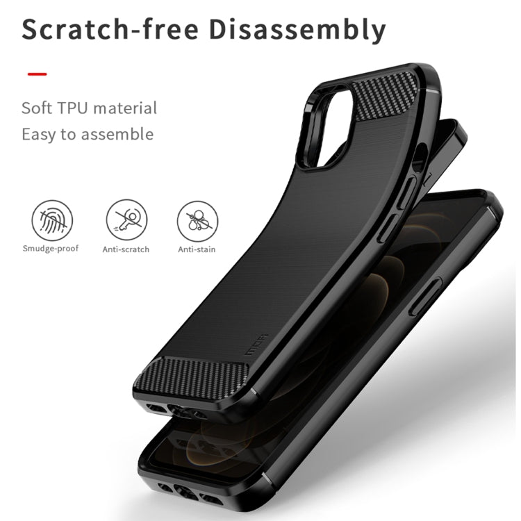 For iPhone 14 MOFI Gentleness Brushed Texture Carbon Fiber TPU Phone Case (Black) - iPhone 14 Cases by MOFI | Online Shopping South Africa | PMC Jewellery