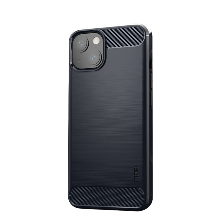 For iPhone 14 MOFI Gentleness Brushed Texture Carbon Fiber TPU Phone Case (Blue) - iPhone 14 Cases by MOFI | Online Shopping South Africa | PMC TechLife