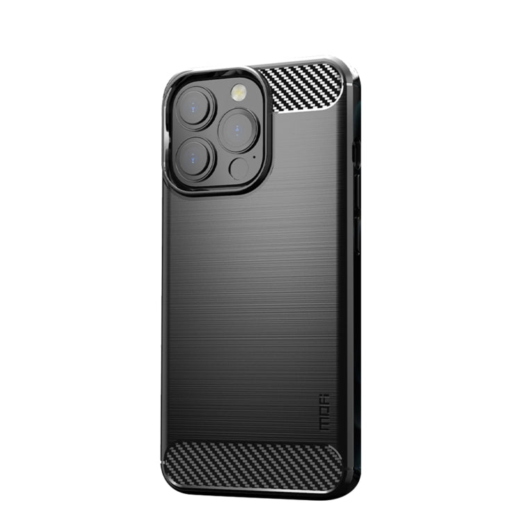 For iPhone 14 Pro MOFI Gentleness Brushed Texture Carbon Fiber TPU Phone Case (Black) - iPhone 14 Pro Cases by MOFI | Online Shopping South Africa | PMC TechLife