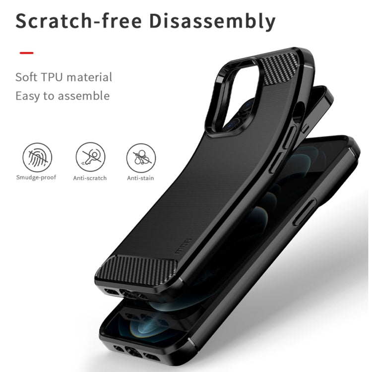 For iPhone 14 Pro MOFI Gentleness Brushed Texture Carbon Fiber TPU Phone Case (Blue) - iPhone 14 Pro Cases by MOFI | Online Shopping South Africa | PMC TechLife