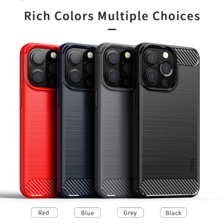 For iPhone 14 Pro MOFI Gentleness Brushed Texture Carbon Fiber TPU Phone Case (Red) - iPhone 14 Pro Cases by MOFI | Online Shopping South Africa | PMC Jewellery