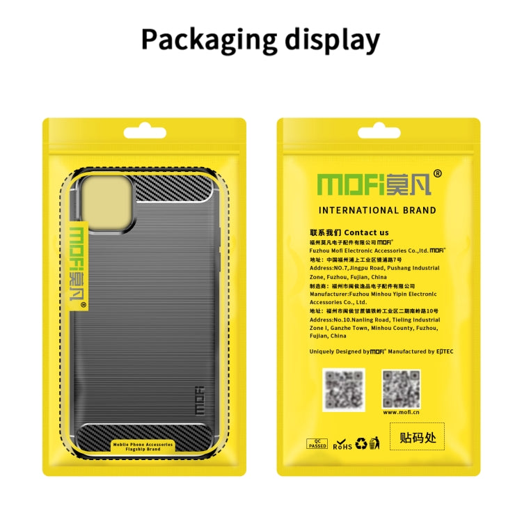 For iPhone 14 Plus MOFI Gentleness Brushed Texture Carbon Fiber TPU Phone Case  (Red) - iPhone 14 Plus Cases by MOFI | Online Shopping South Africa | PMC TechLife