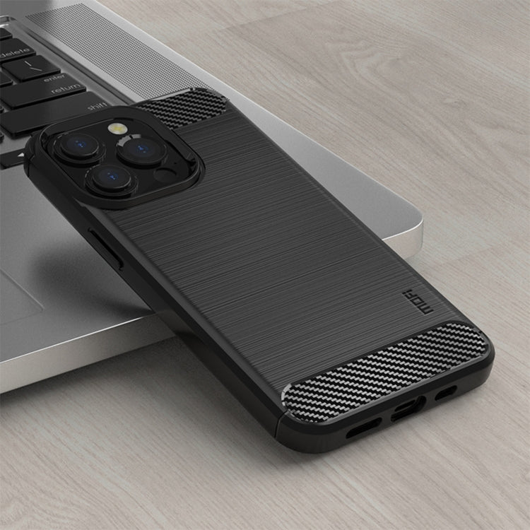 For iPhone 14 Pro Max MOFI Gentleness Brushed Texture Carbon Fiber TPU Phone Case (Black) - iPhone 14 Pro Max Cases by MOFI | Online Shopping South Africa | PMC TechLife | Buy Now Pay Later Mobicred
