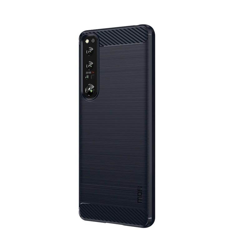 For Sony Xperia 1 IV MOFI Gentleness Series Brushed Texture Carbon Fiber Soft TPU Case(Blue) - Sony Cases by MOFI | Online Shopping South Africa | PMC Jewellery