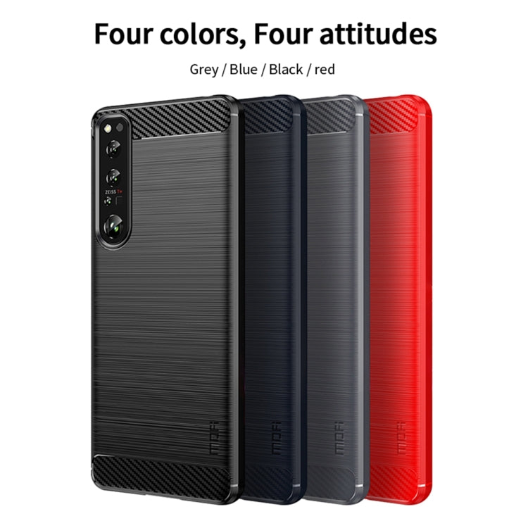 For Sony Xperia 1 IV MOFI Gentleness Series Brushed Texture Carbon Fiber Soft TPU Case(Blue) - Sony Cases by MOFI | Online Shopping South Africa | PMC Jewellery