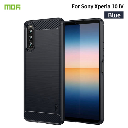 For Sony Xperia 10 IV MOFI Gentleness Series Brushed Texture Carbon Fiber Soft TPU Case(Blue) - Sony Cases by MOFI | Online Shopping South Africa | PMC Jewellery