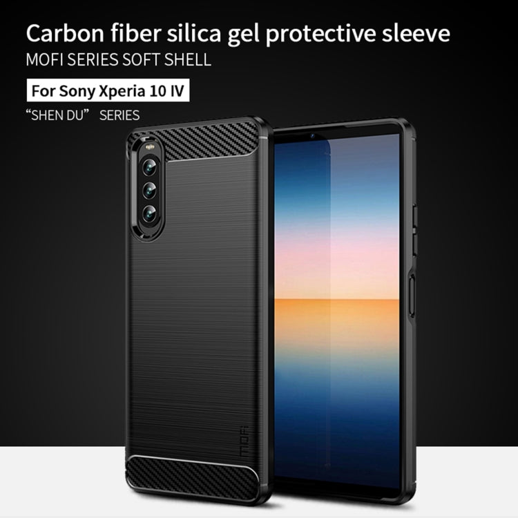 For Sony Xperia 10 IV MOFI Gentleness Series Brushed Texture Carbon Fiber Soft TPU Case(Blue) - Sony Cases by MOFI | Online Shopping South Africa | PMC Jewellery