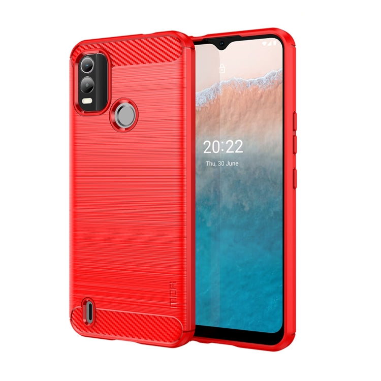 For Nokia C21 Plus MOFI Gentleness Brushed Carbon Fiber Soft TPU Case(Red) - Nokia Cases by MOFI | Online Shopping South Africa | PMC Jewellery