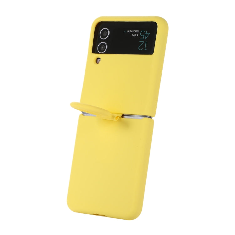 For Samsung Galaxy Flip 3 Silicone Integrated Ring Buckle Phone Case(Yellow) - Galaxy Phone Cases by PMC Jewellery | Online Shopping South Africa | PMC Jewellery